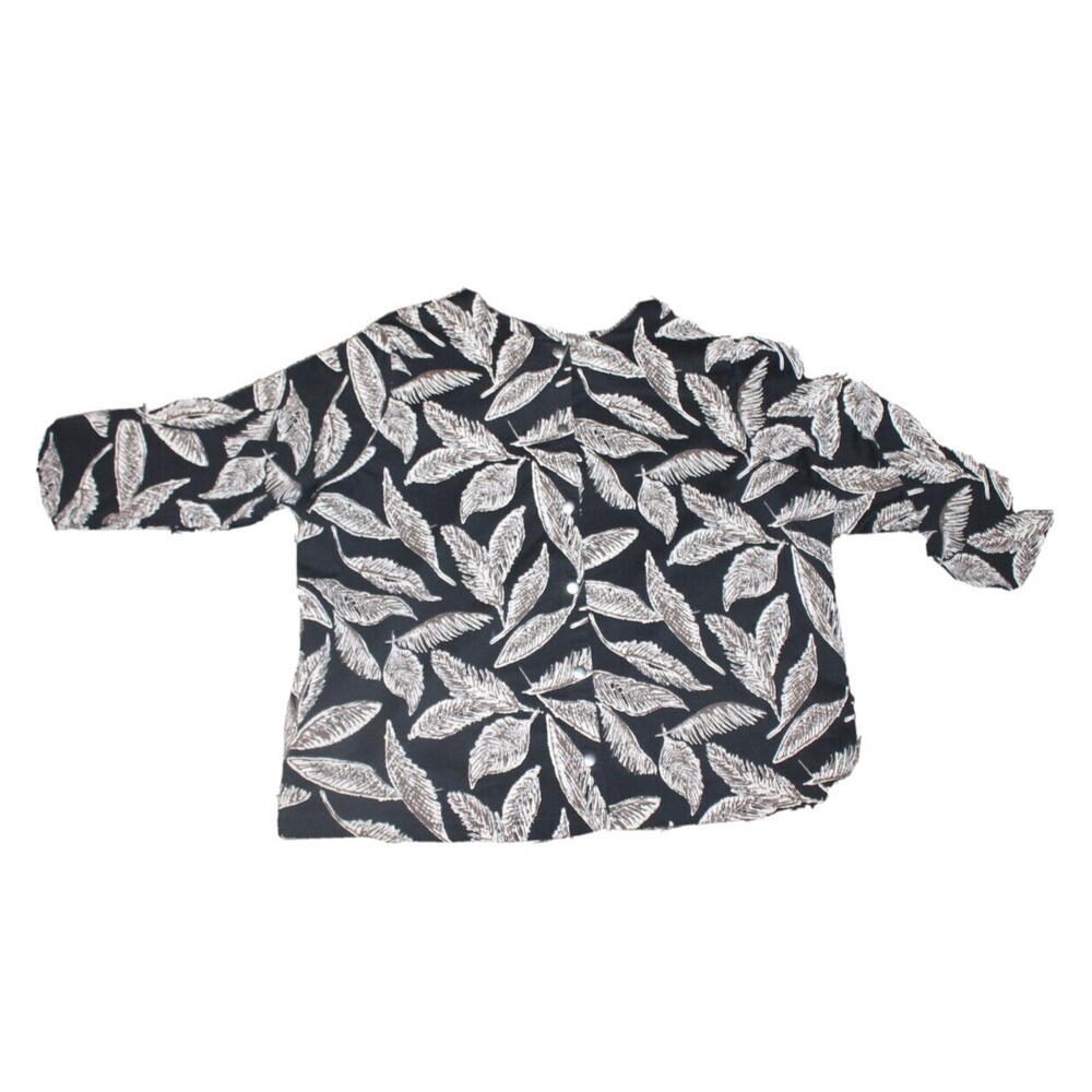 Studio Works Womens XL Shirt Fall Leaves Black and Gold Tropical